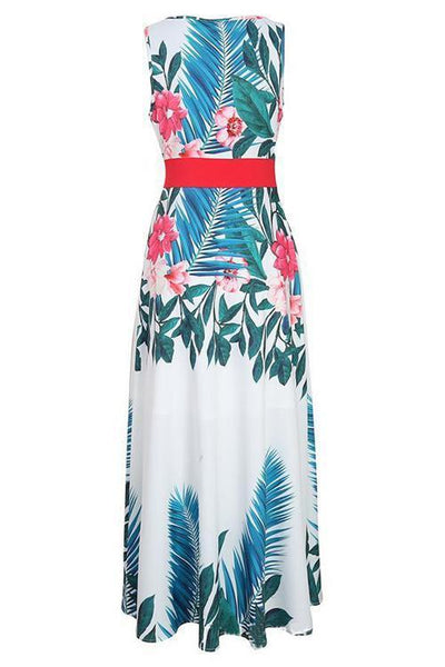 Floral Print Sleeveless Maxi Dress - girlyrose.com