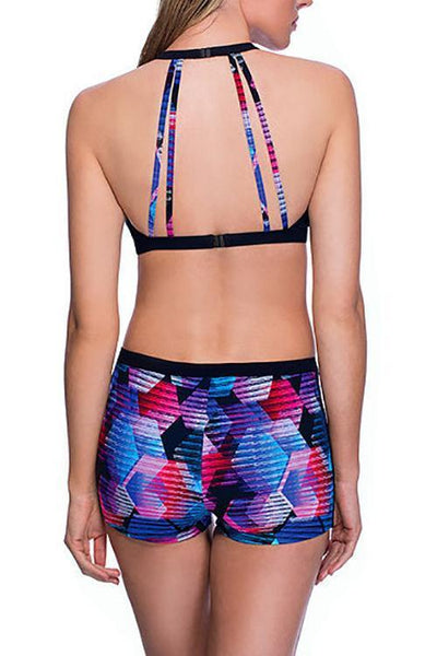 Print Halterneck Swimsuit - girlyrose.com