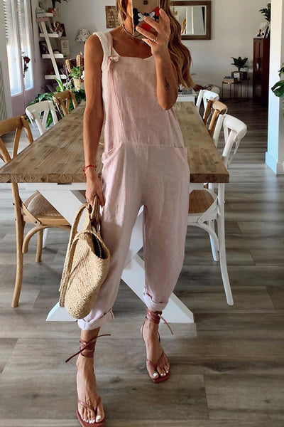 Pockets Loose Sleeveless Jumpsuit