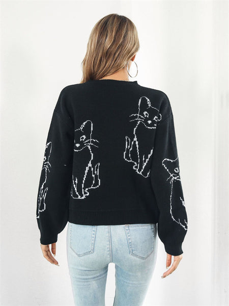 Women's Round Neck Animal Motifs Knitting Sweater-Corachic