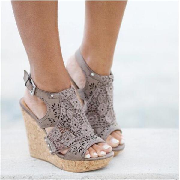 Lydiashoes Candace Taupe Wedges