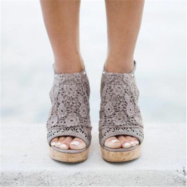 Lydiashoes Candace Taupe Wedges