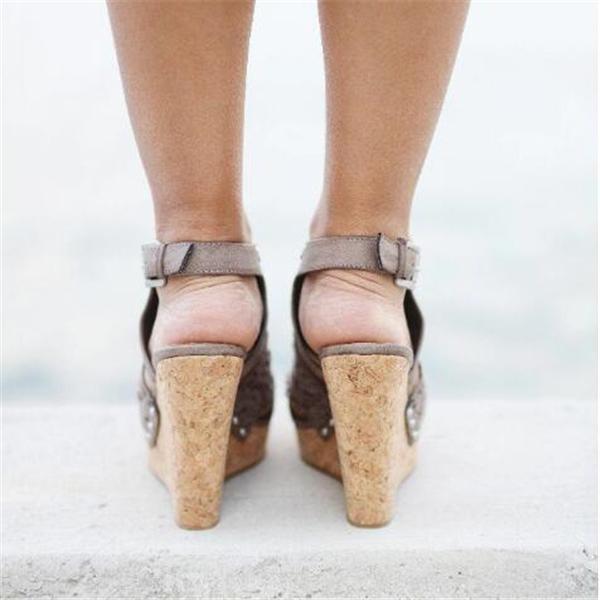 Lydiashoes Candace Taupe Wedges