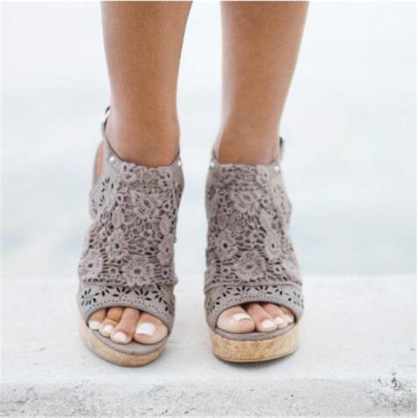 Lydiashoes Candace Taupe Wedges