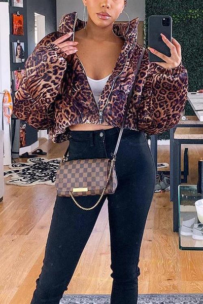 Leopard Print Hoodie Coat - girlyrose.com