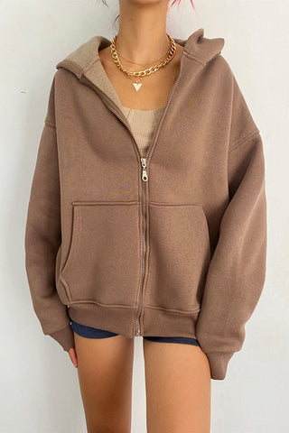 Pockets Loose Hoodie Coat