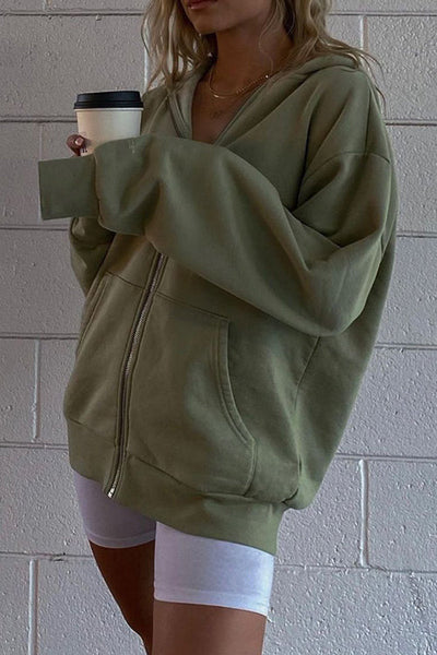 Pockets Loose Hoodie Coat