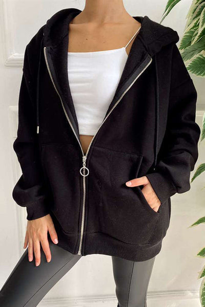 Pockets Loose Hoodie Coat