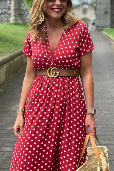 Polka Dot Wrap Maxi Dress - girlyrose.com