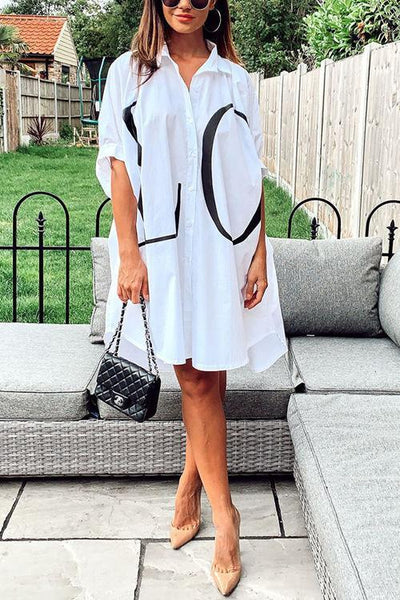 Letter Print Shirt Mini Dress - girlyrose.com