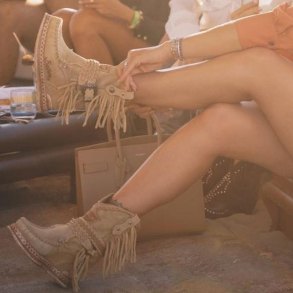 Lydiashoes Vintage Tassel Stone-Washed Boots