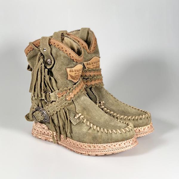 Lydiashoes Vintage Tassel Stone-Washed Boots