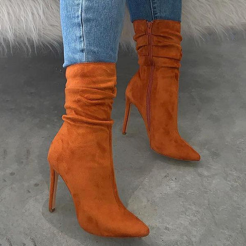 Lydiashoes Side Zipper High Heel Boots