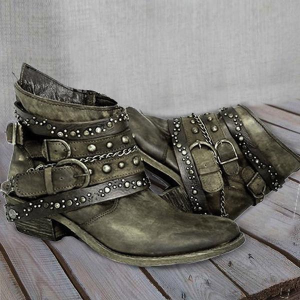 Lydiashoes Stylish Buckle Rivet Boots