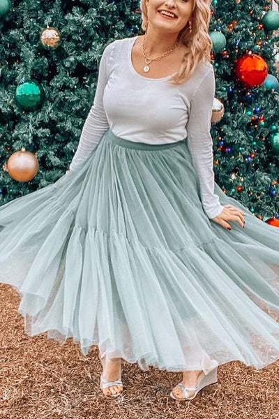 Patchwork Gauze Bubble Skirt