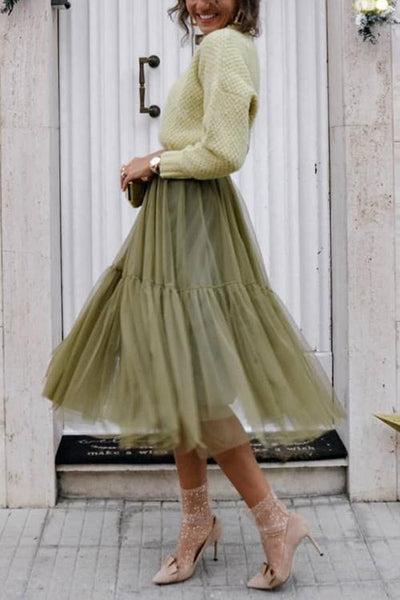 Patchwork Gauze Bubble Skirt