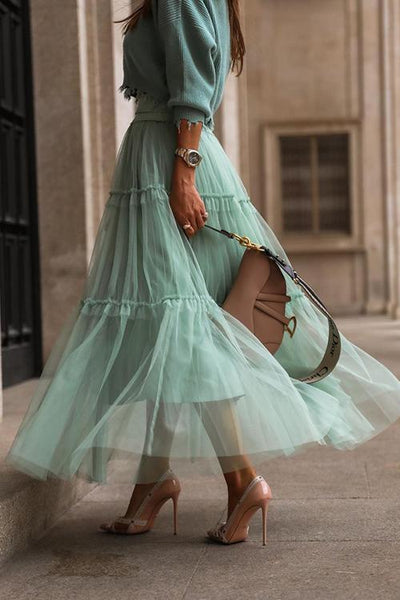 Patchwork Gauze Bubble Skirt