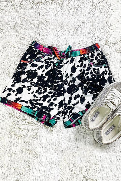 Leopard Patchwork Drawstring Shorts - girlyrose.com