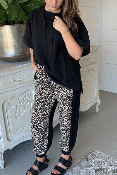Leopard Patchwork Drawstring Jogger
