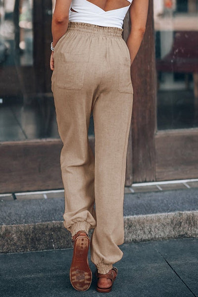 Solid Pockets Drawstring Jogger