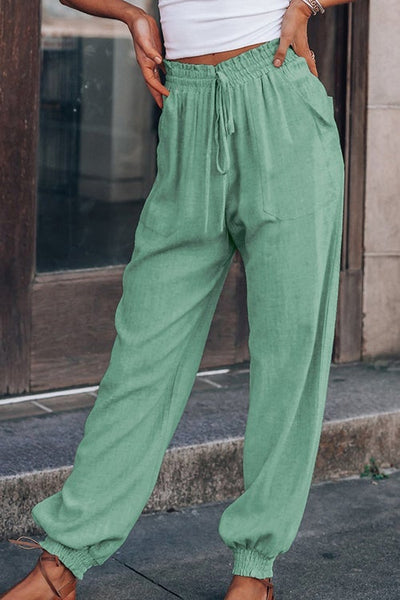 Solid Pockets Drawstring Jogger
