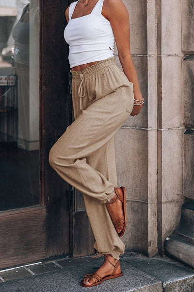 Solid Pockets Drawstring Jogger