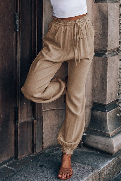 Solid Pockets Drawstring Jogger