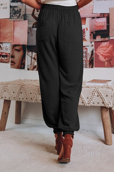 Solid Pockets Drawstring Jogger