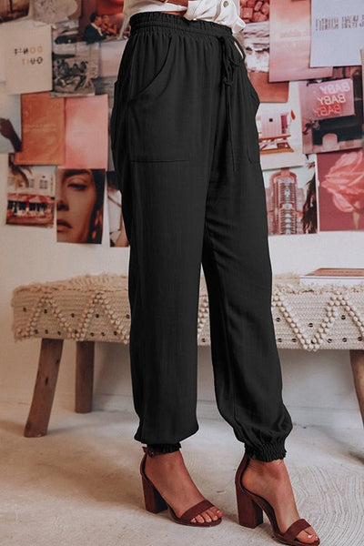 Solid Pockets Drawstring Jogger