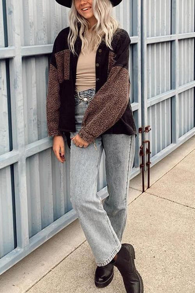 Leopard Patchwork Denim Jackets - girlyrose.com