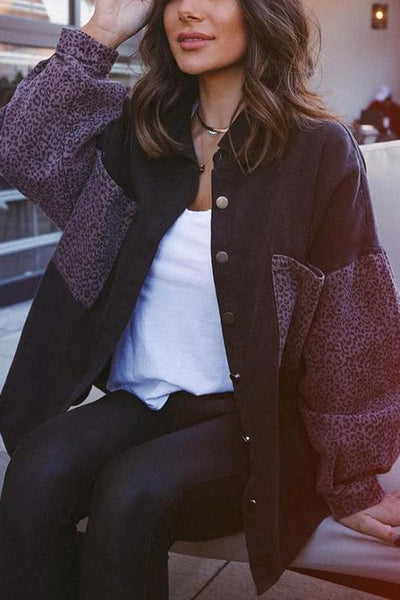 Leopard Patchwork Denim Jackets - girlyrose.com