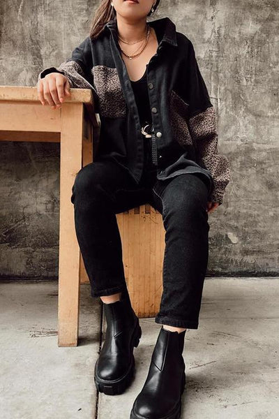 Leopard Patchwork Denim Jackets - girlyrose.com