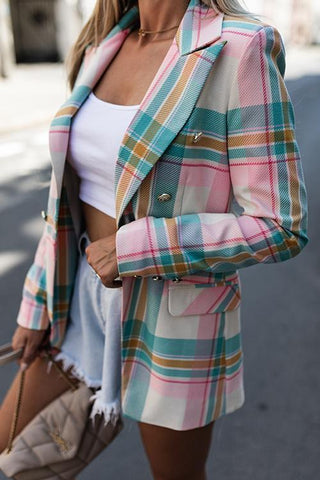 Colorful Stripe Button Blazer - girlyrose.com