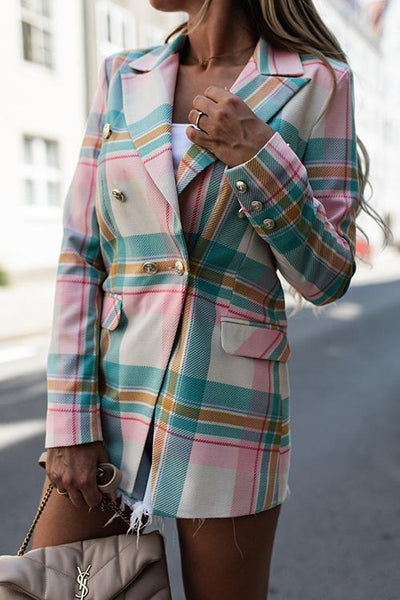 Colorful Stripe Button Blazer - girlyrose.com