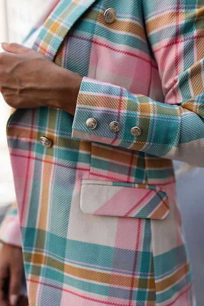 Colorful Stripe Button Blazer - girlyrose.com