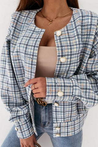 Pearl Button Plaid Jackets - girlyrose.com