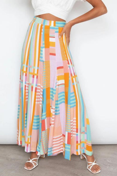 Geometry Print Wide Leg Pants - girlyrose.com