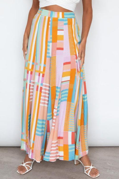 Geometry Print Wide Leg Pants - girlyrose.com