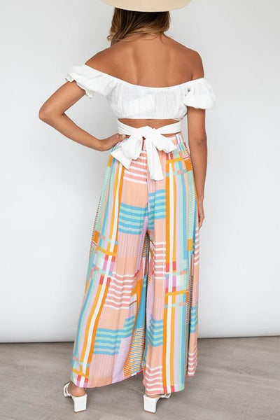 Geometry Print Wide Leg Pants - girlyrose.com