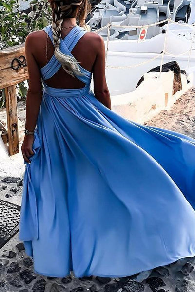 Cross Backless Sleeveless Maxi Dress - girlyrose.com