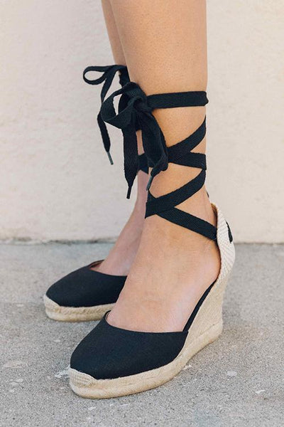 High Heel Platform Lace up Wedge - girlyrose.com