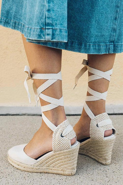 High Heel Platform Lace up Wedge - girlyrose.com