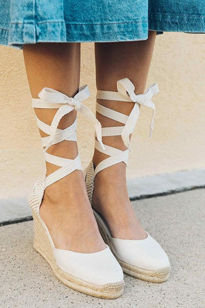 High Heel Platform Lace up Wedge - girlyrose.com