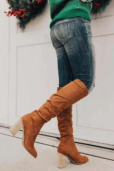 High Heels Zipper Knee Boots - girlyrose.com