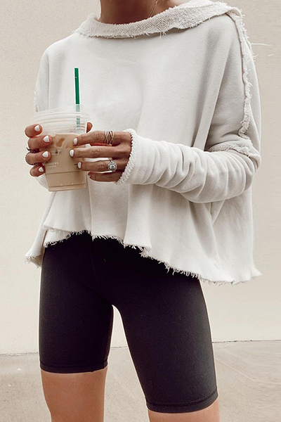 Irregular Fringed Lapel Knit Sweatshirt - girlyrose.com