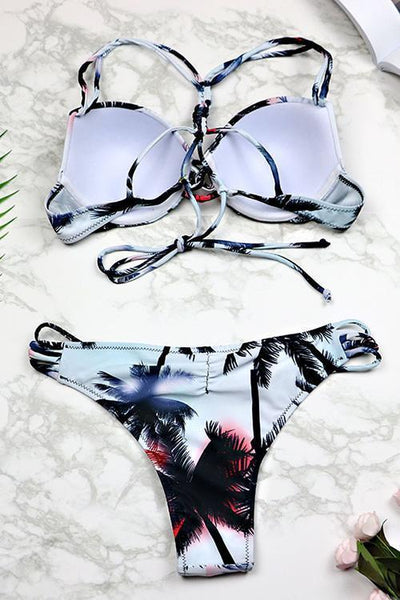 Tropic Plant Print Bikini Set - girlyrose.com