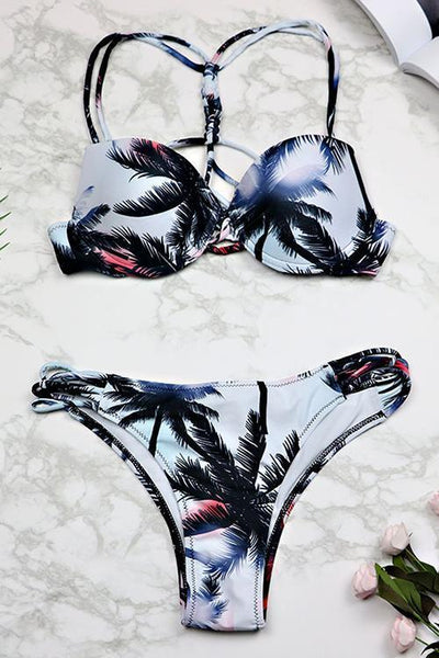 Tropic Plant Print Bikini Set - girlyrose.com