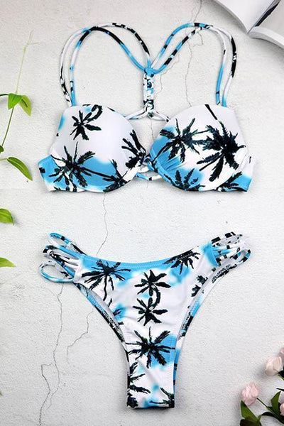 Tropic Plant Print Bikini Set - girlyrose.com