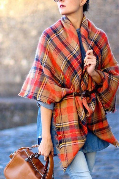 Plaid Shawl Scarf - girlyrose.com