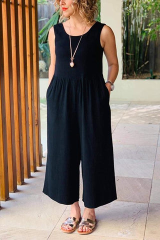 Pockets Sleevelss Wide Leg Jumpsuits - girlyrose.com